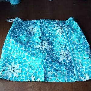 Lilly Pulitzer turquoise cheetah skirt skort